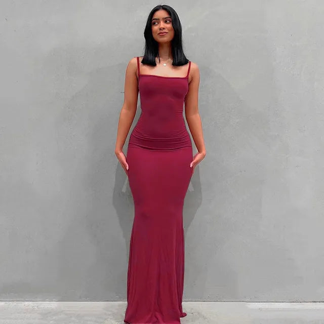 Elegant Body Dress - Colour - Red